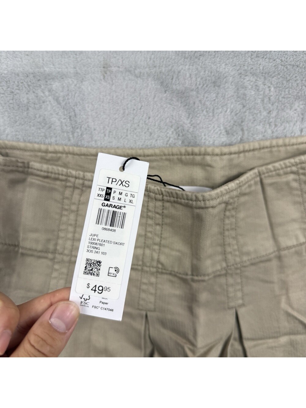 Garage Lexi Pleated Skort Women’s XS Khaki Beige Mini Skirt Shorts Build-In NWT - Picture 5 of 8